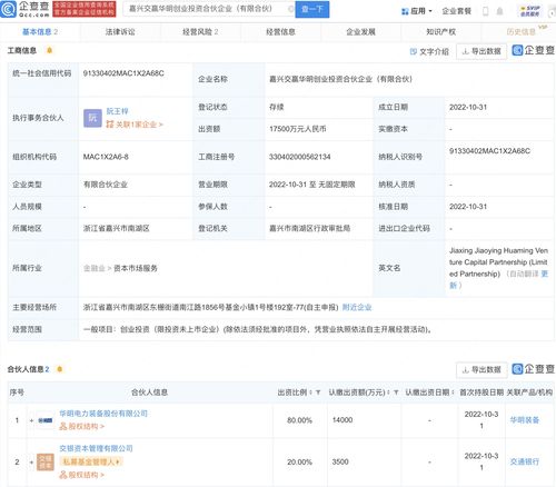 华明装备于嘉兴参股成立创投公司,注册资本1.75亿